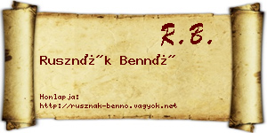 Rusznák Bennó névjegykártya